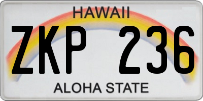 HI license plate ZKP236