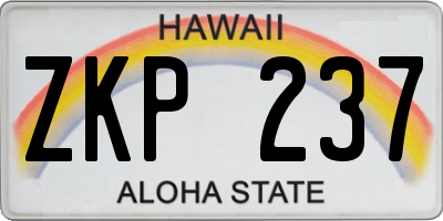 HI license plate ZKP237