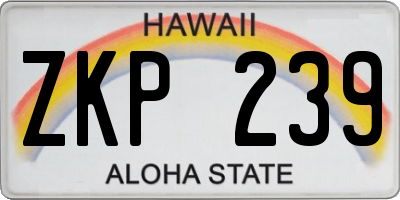 HI license plate ZKP239