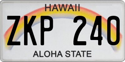 HI license plate ZKP240