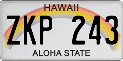 HI license plate ZKP243