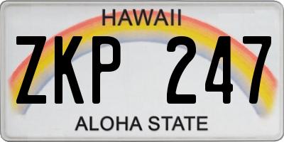 HI license plate ZKP247