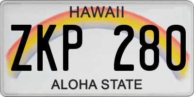 HI license plate ZKP280