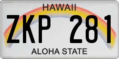 HI license plate ZKP281