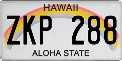 HI license plate ZKP288