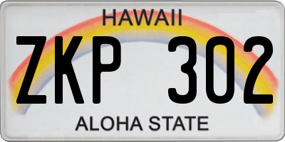 HI license plate ZKP302