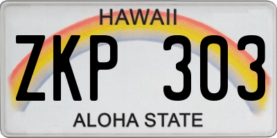 HI license plate ZKP303
