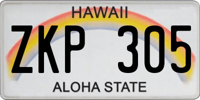 HI license plate ZKP305