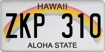HI license plate ZKP310