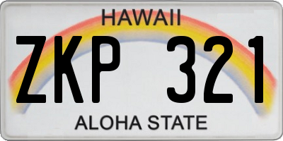 HI license plate ZKP321