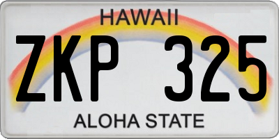 HI license plate ZKP325