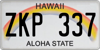 HI license plate ZKP337