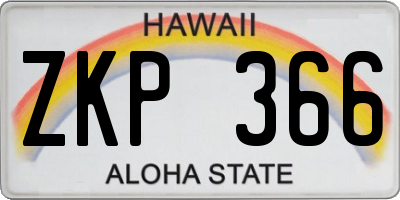 HI license plate ZKP366