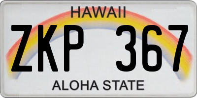 HI license plate ZKP367