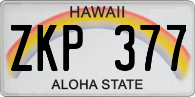 HI license plate ZKP377