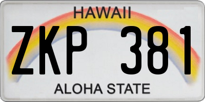 HI license plate ZKP381
