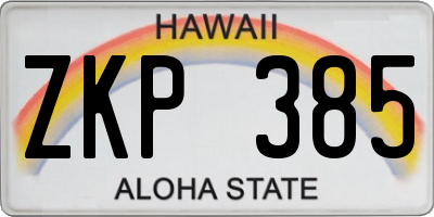 HI license plate ZKP385