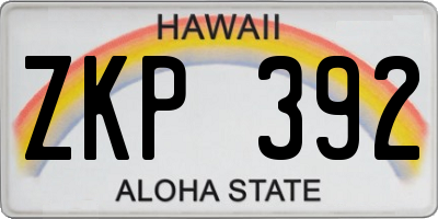 HI license plate ZKP392