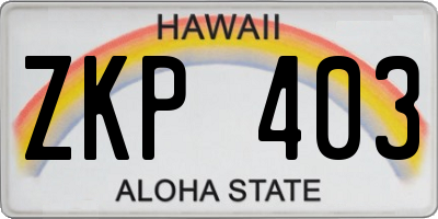 HI license plate ZKP403