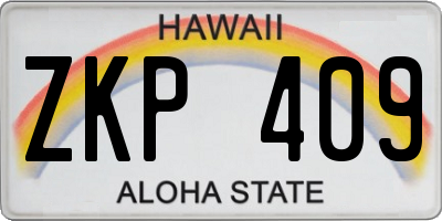 HI license plate ZKP409