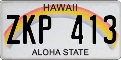 HI license plate ZKP413