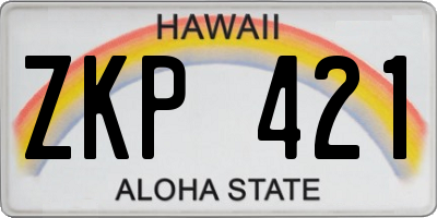 HI license plate ZKP421