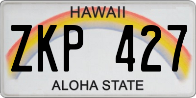 HI license plate ZKP427