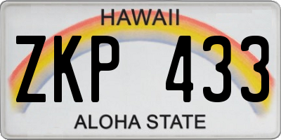 HI license plate ZKP433