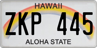 HI license plate ZKP445