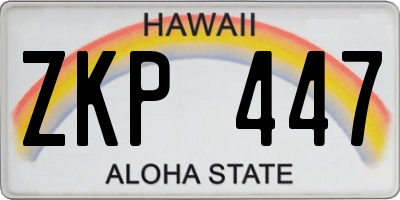 HI license plate ZKP447