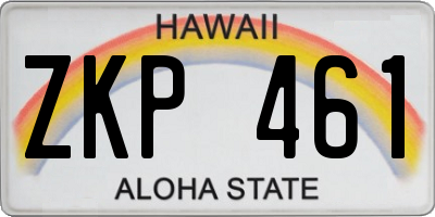 HI license plate ZKP461