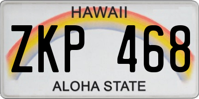 HI license plate ZKP468
