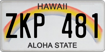 HI license plate ZKP481