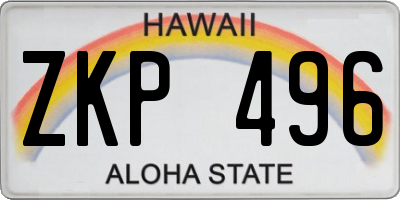 HI license plate ZKP496