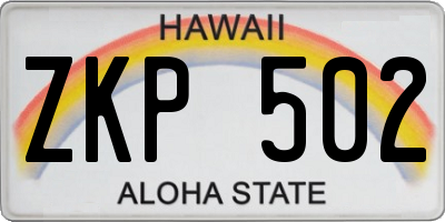 HI license plate ZKP502