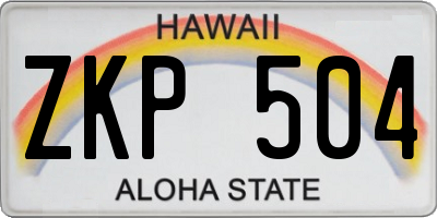 HI license plate ZKP504