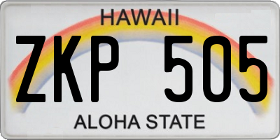 HI license plate ZKP505