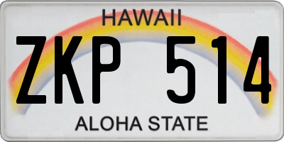 HI license plate ZKP514