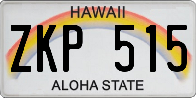 HI license plate ZKP515