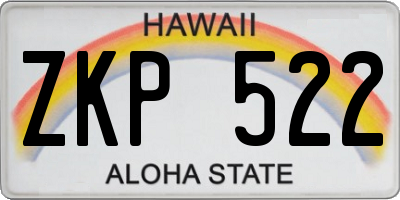 HI license plate ZKP522