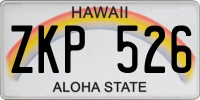 HI license plate ZKP526