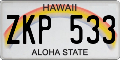 HI license plate ZKP533