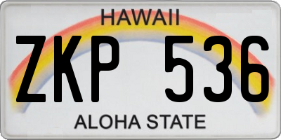 HI license plate ZKP536