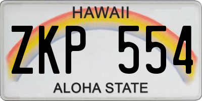 HI license plate ZKP554