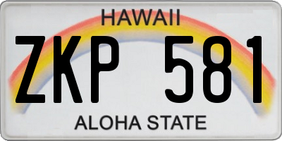 HI license plate ZKP581