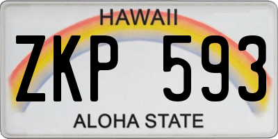 HI license plate ZKP593