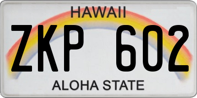 HI license plate ZKP602