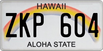 HI license plate ZKP604