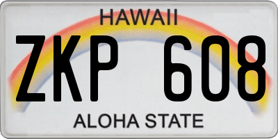 HI license plate ZKP608