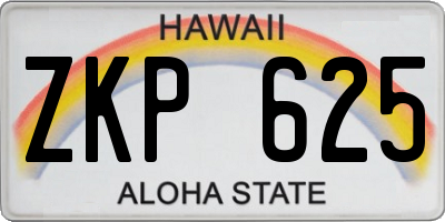 HI license plate ZKP625